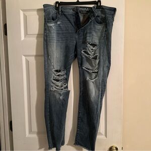 American Eagle Outfitters Blue Super Stretch Jeggings Cropped 18 Long Jeans